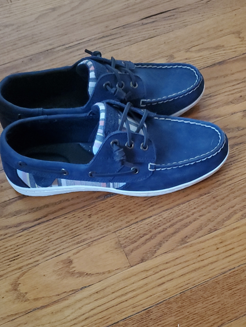 Sperry Navy Blue Women's Deck Shoes with Striped Accent